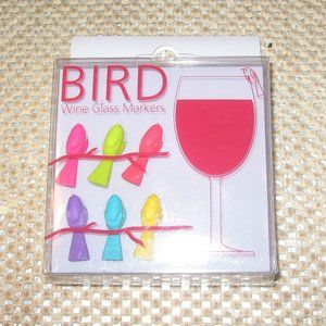 BIRD Wine Glass Markers Set of 6 Assorted Colors New in Box
